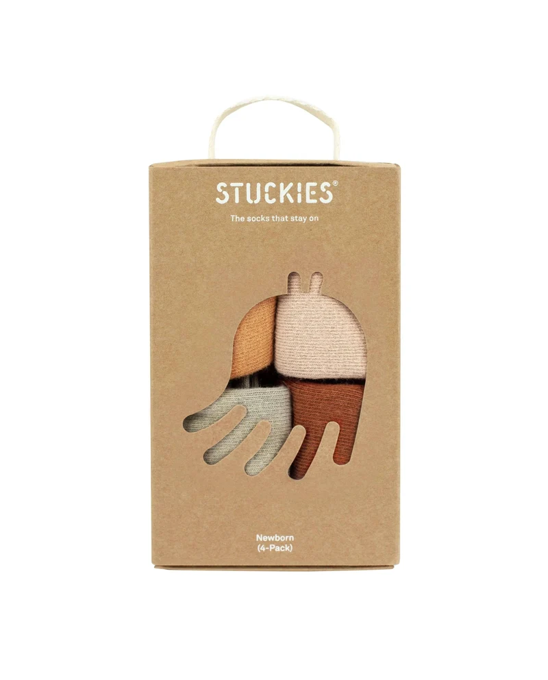 STUCKIES Socken für Neugeborene mit nahtloser Zehenpartie und rutschfestem Sitz – 4er-Pack – Dämmerung