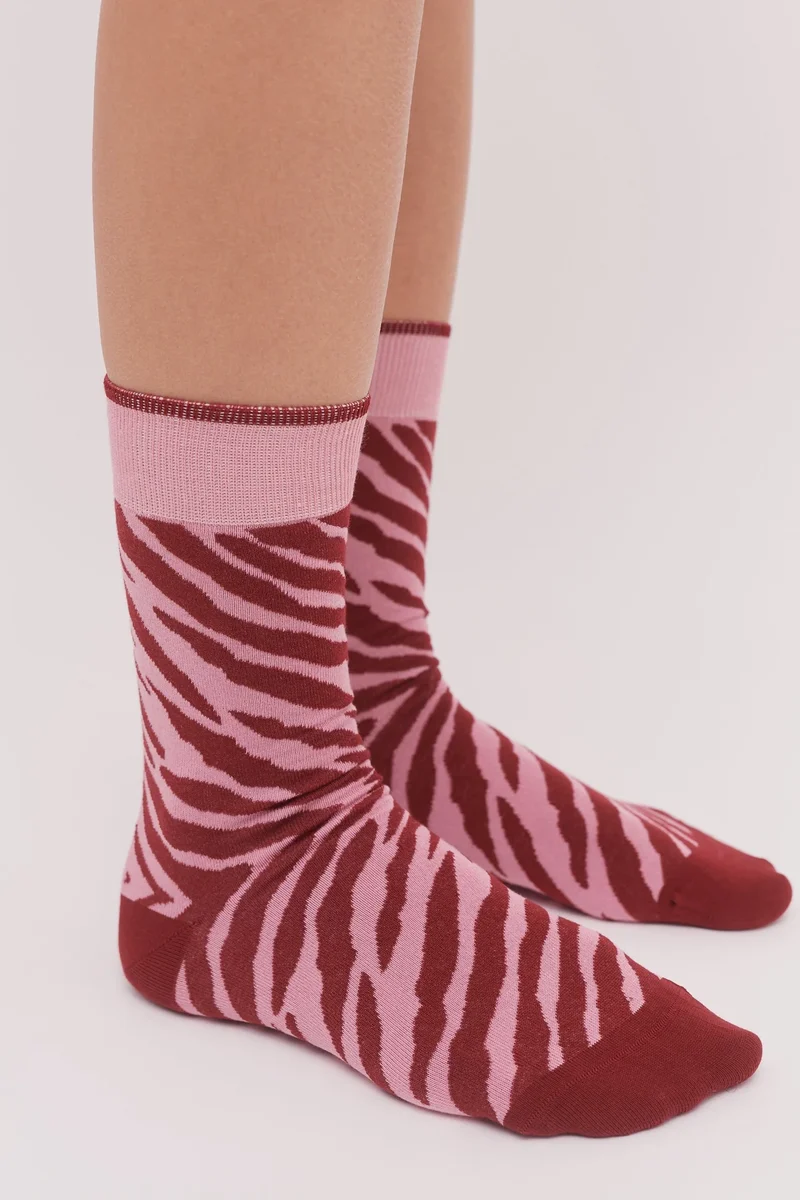 Tiger Print Socks Pink