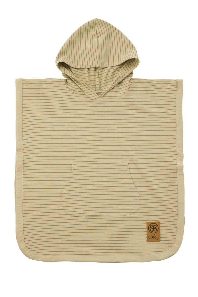 UV-Poncho – Sandfarben/Olivgrün, 1–3 Jahre