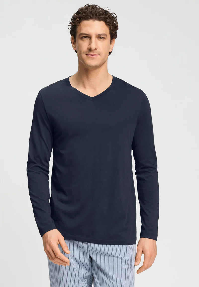 Night & Day L/SLV Shirt V-Neck | deep navy 075964-071610