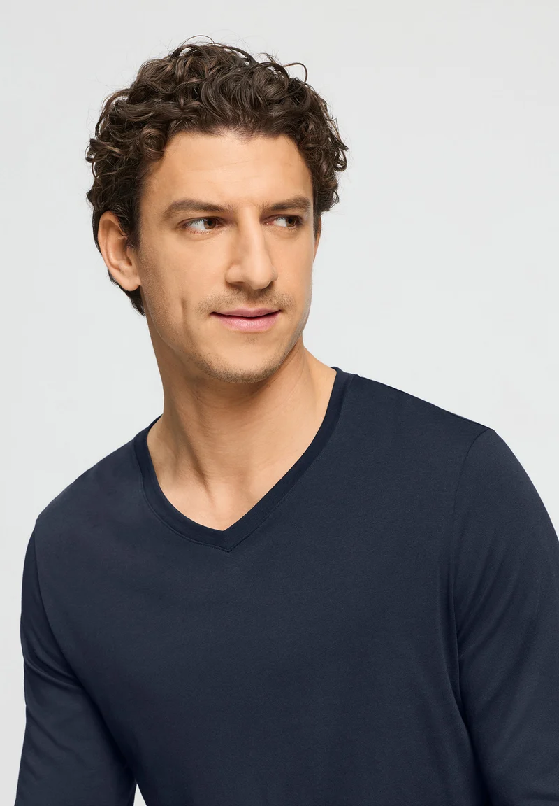 Night & Day L/SLV Shirt V-Neck | deep navy 075964-071610