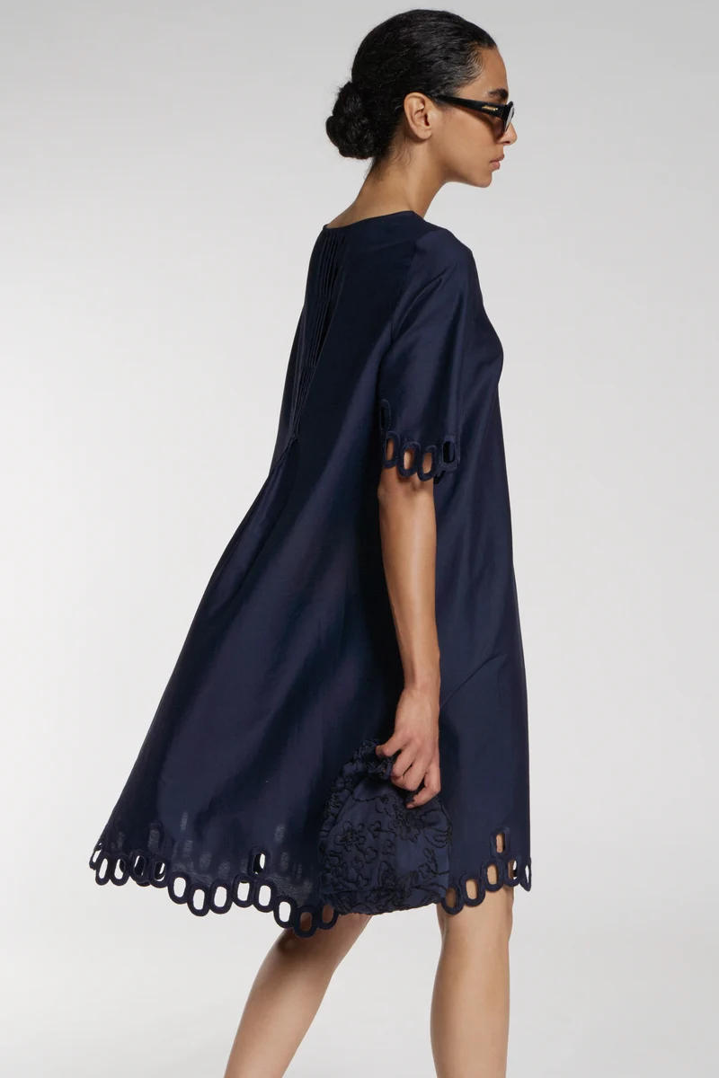 Navy Laser Cut Out Dress