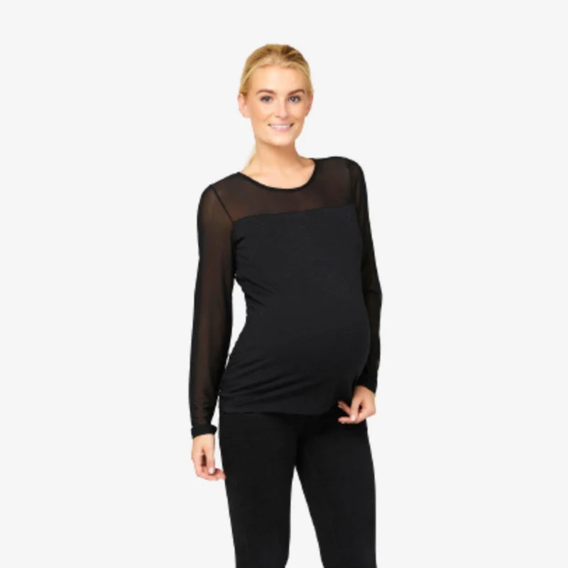Mamalicious Umstandsoberteil aus Chiffon – Schwarz