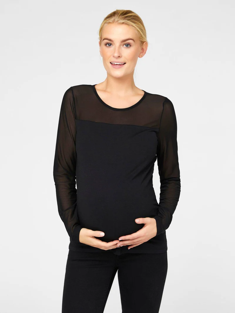 Mamalicious Umstandsoberteil aus Chiffon – Schwarz
