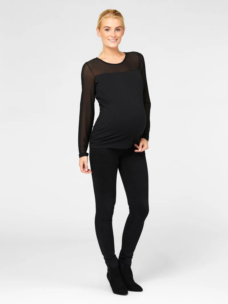 Mamalicious Umstandsoberteil aus Chiffon – Schwarz