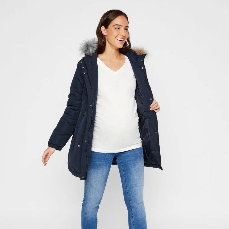 Mamalicious Vente Parka-Jacke – Jessa – Marineblauer Blazer