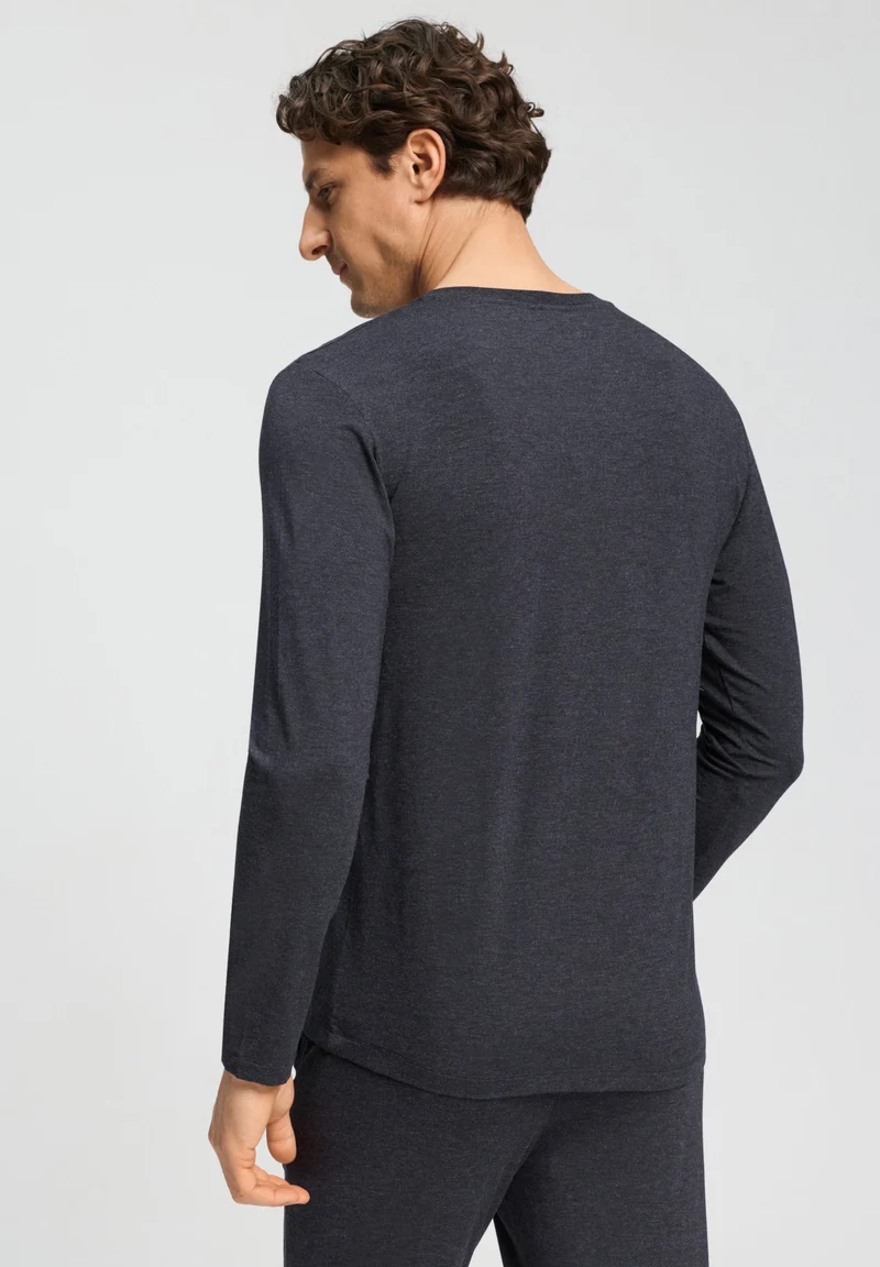 Casuals L/SLV Shirt V-Neck | charcoal melange 075036-073132