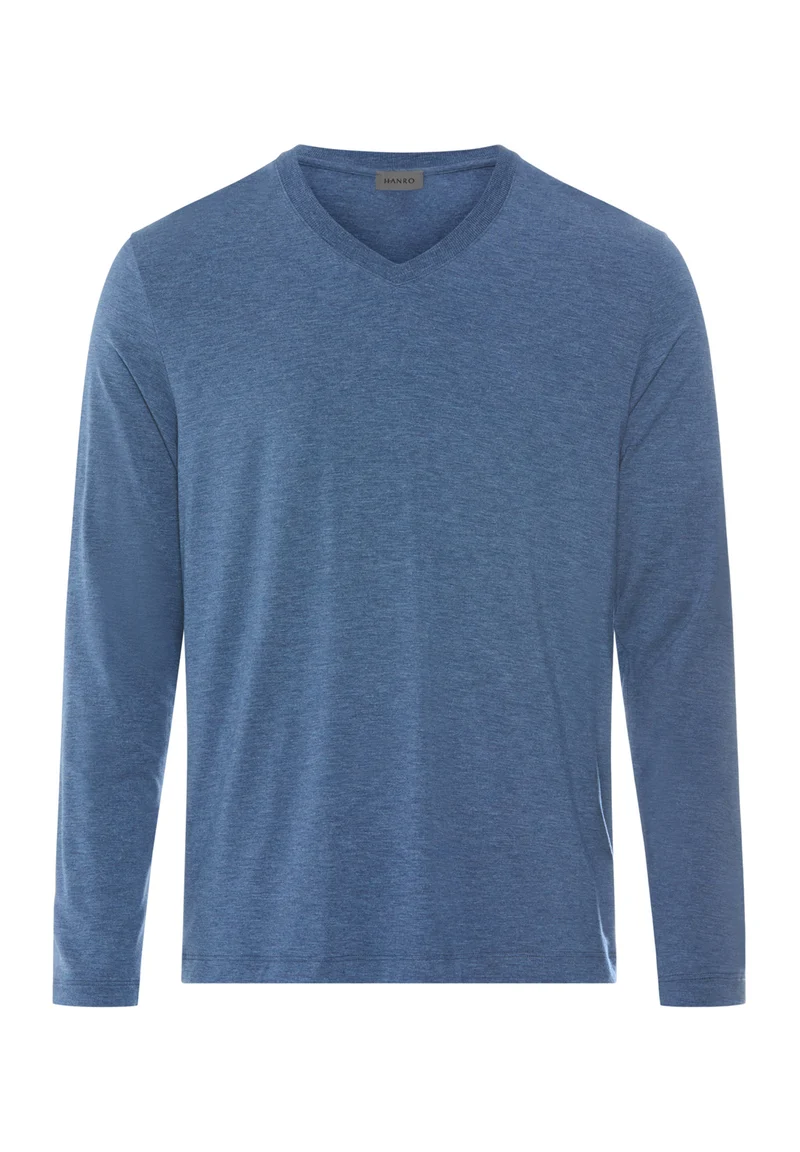 Casuals L/SLV Shirt V-Neck | tanzanite melange 075036-073133