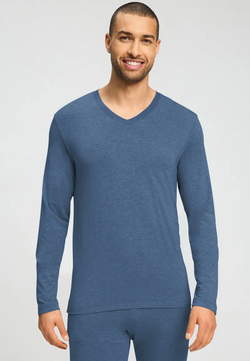 Casuals L/SLV Shirt V-Neck | tanzanite melange 075036-073133