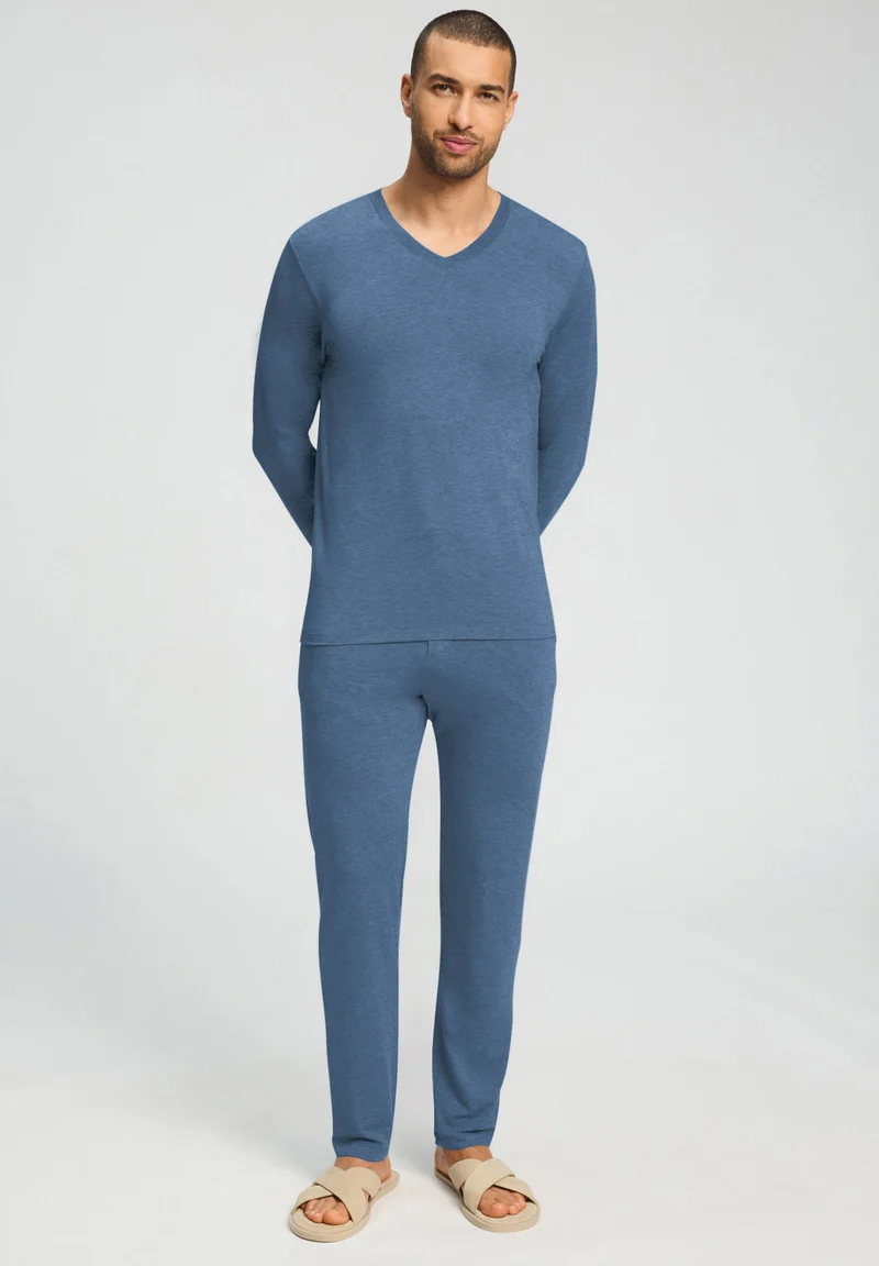 Casuals L/SLV Shirt V-Neck | tanzanite melange 075036-073133