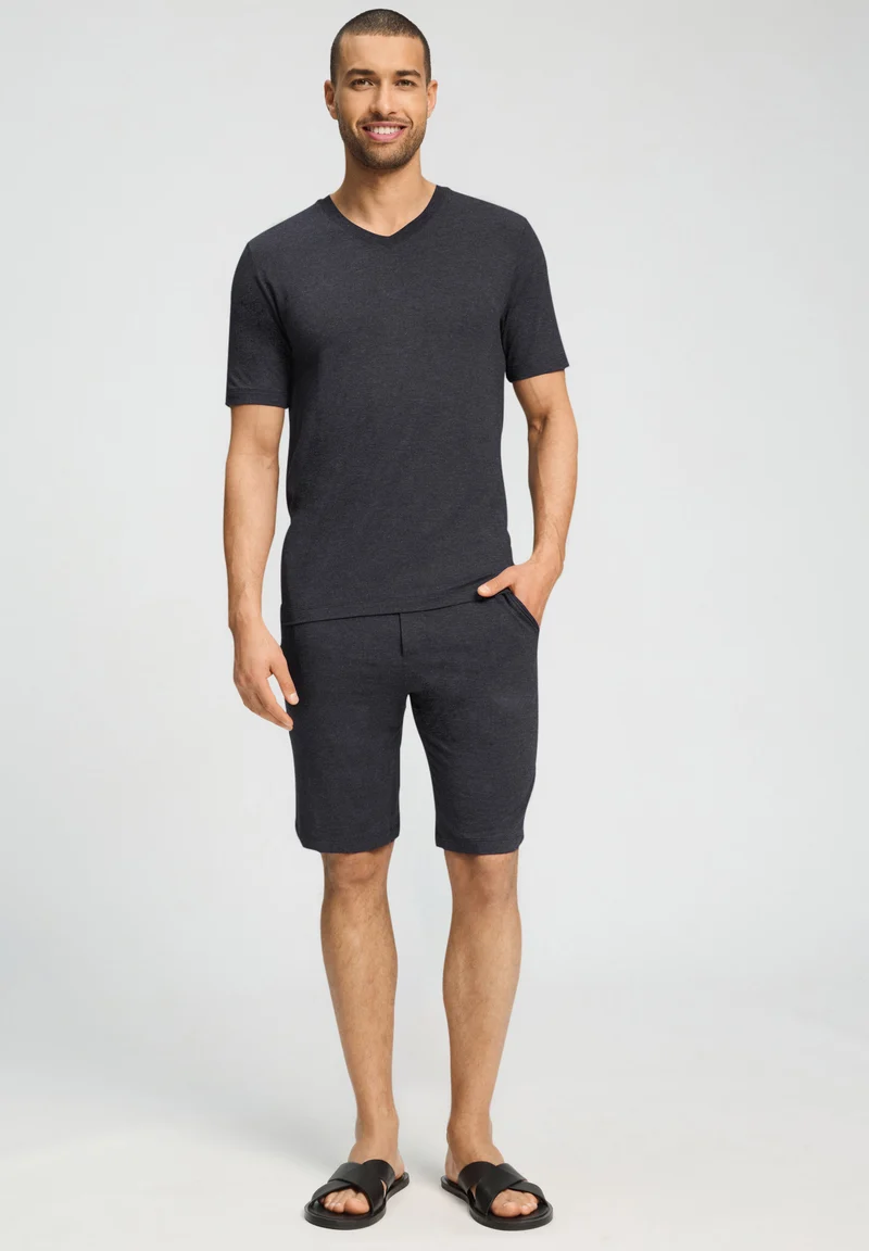 Casuals S/SLV Shirt V-Neck | charcoal melange 075035-073132