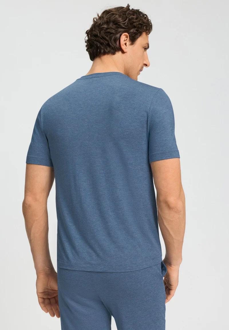 Casuals S/SLV Shirt V-Neck | tanzanite melange 075035-073133