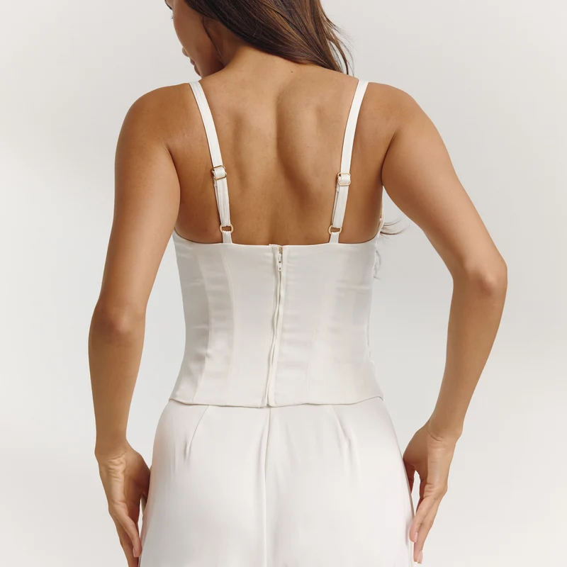 Satin Structured Top - Off White