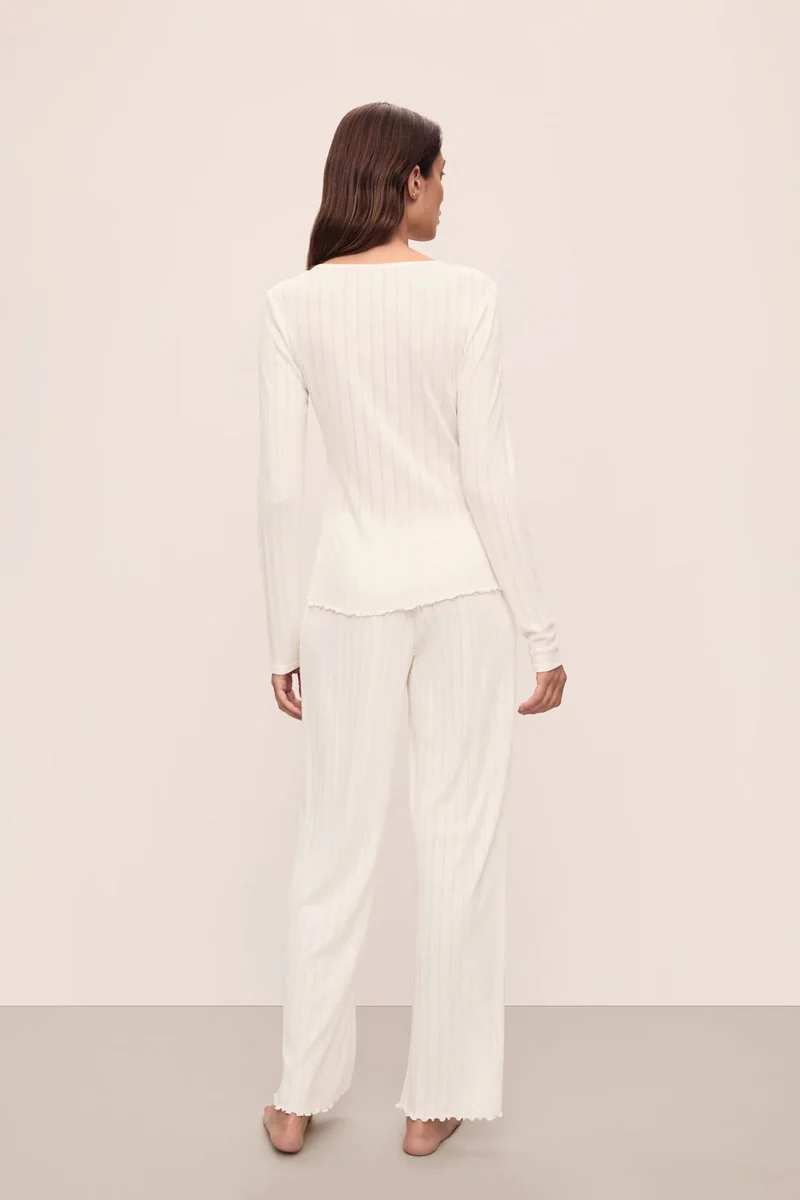 Pointelle Henley PJ Set Ivory