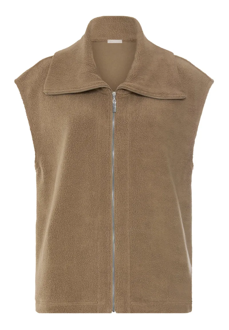 Easy Wear Zippered vest | suede camel 078932-072825