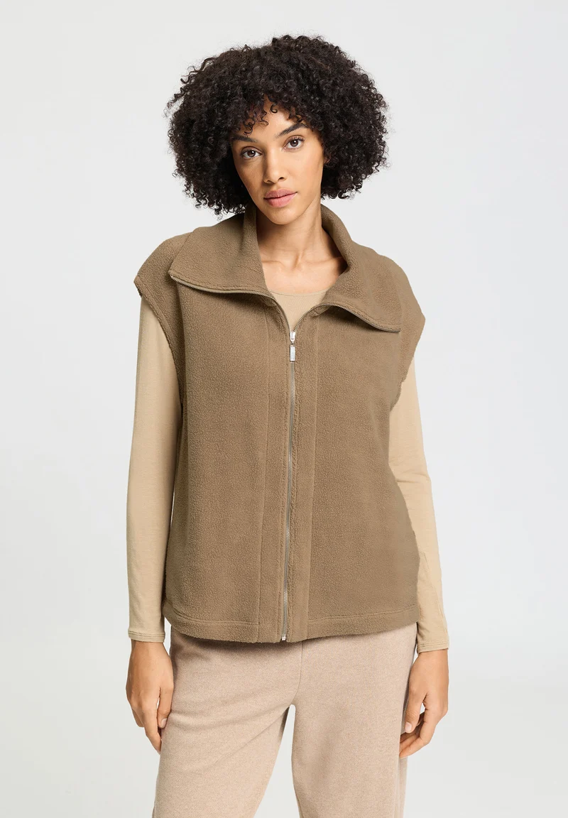 Easy Wear Zippered vest | suede camel 078932-072825