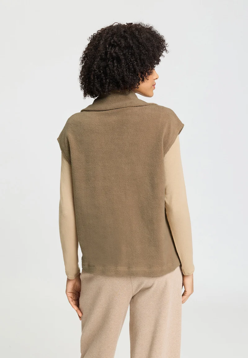 Easy Wear Zippered vest | suede camel 078932-072825