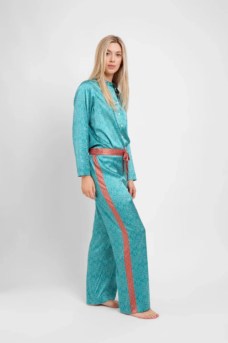 Teal Stars Long Sleeve PJ's