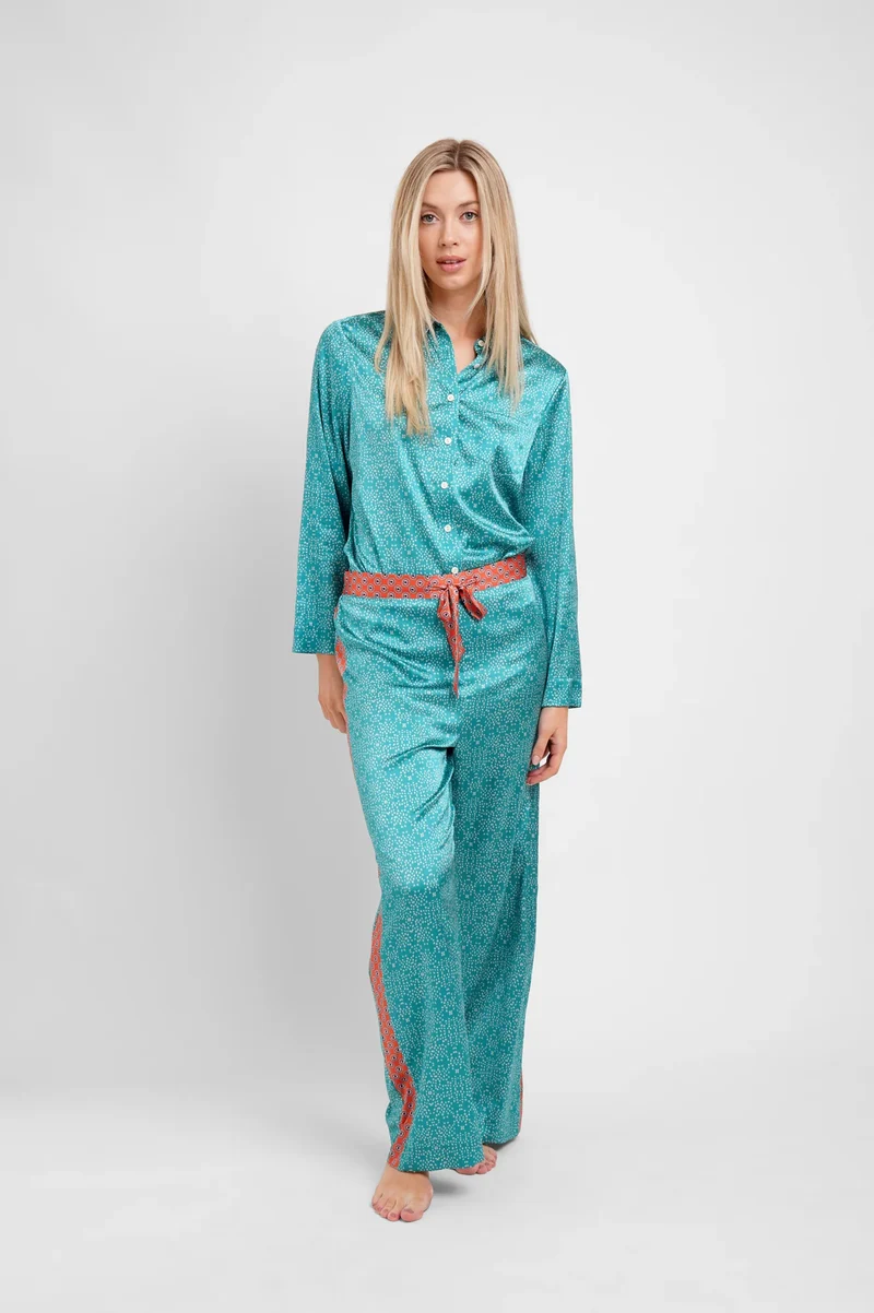 Teal Stars Long Sleeve PJ's