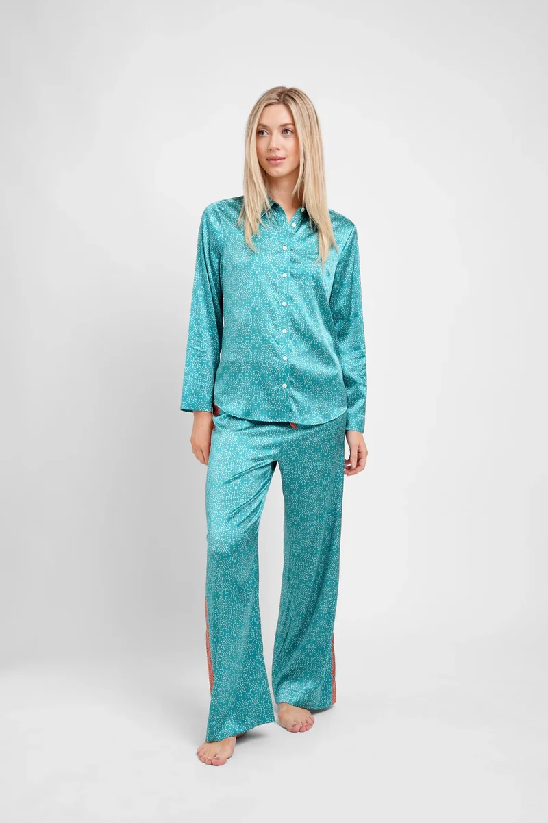 Teal Stars Long Sleeve PJ's