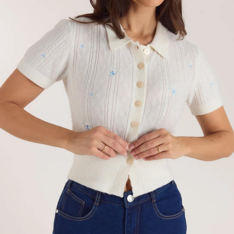 Besticker Stricktop - Crèmefarbe