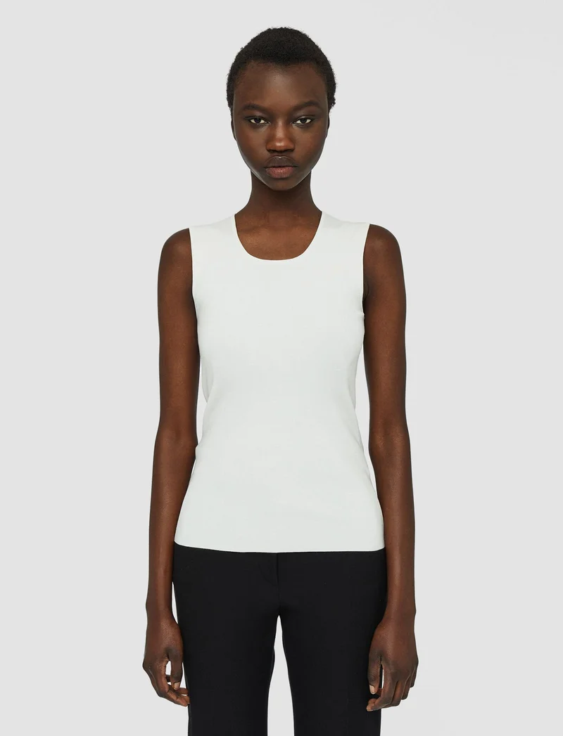 Silk Stretch Tank Top Ivory