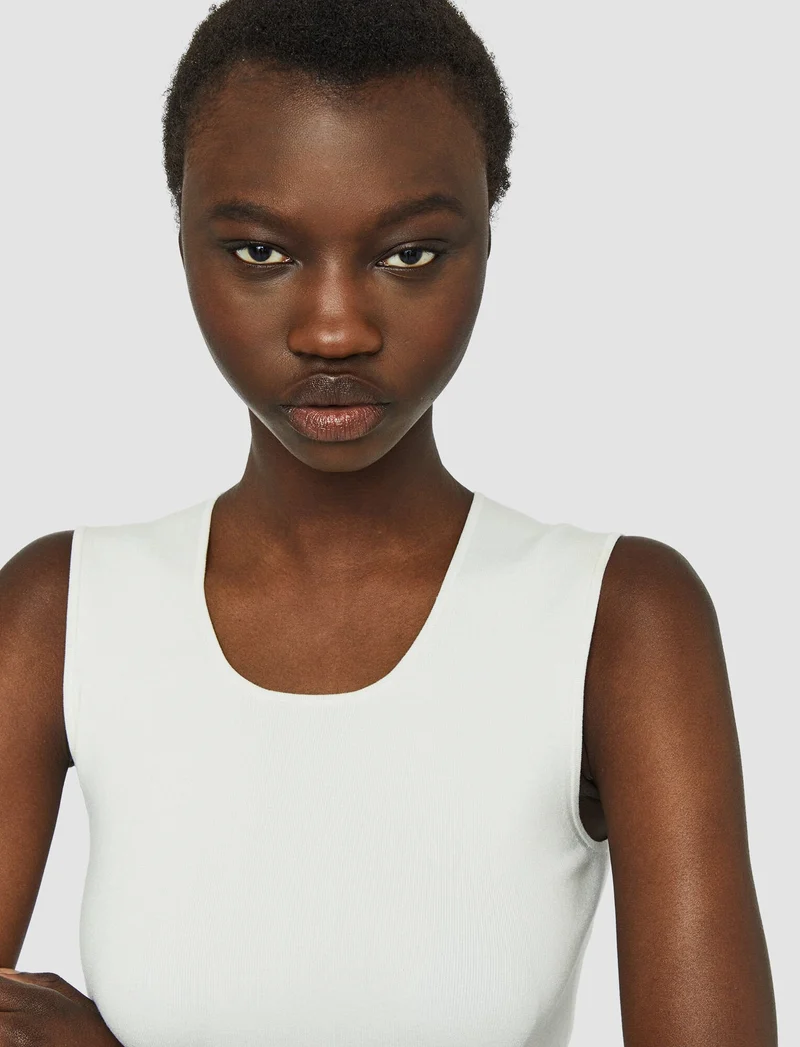 Silk Stretch Tank Top Ivory