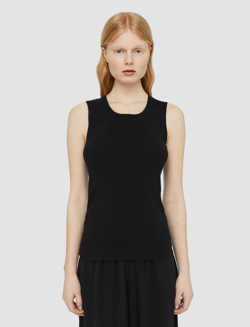Silk Stretch Tank Top Black