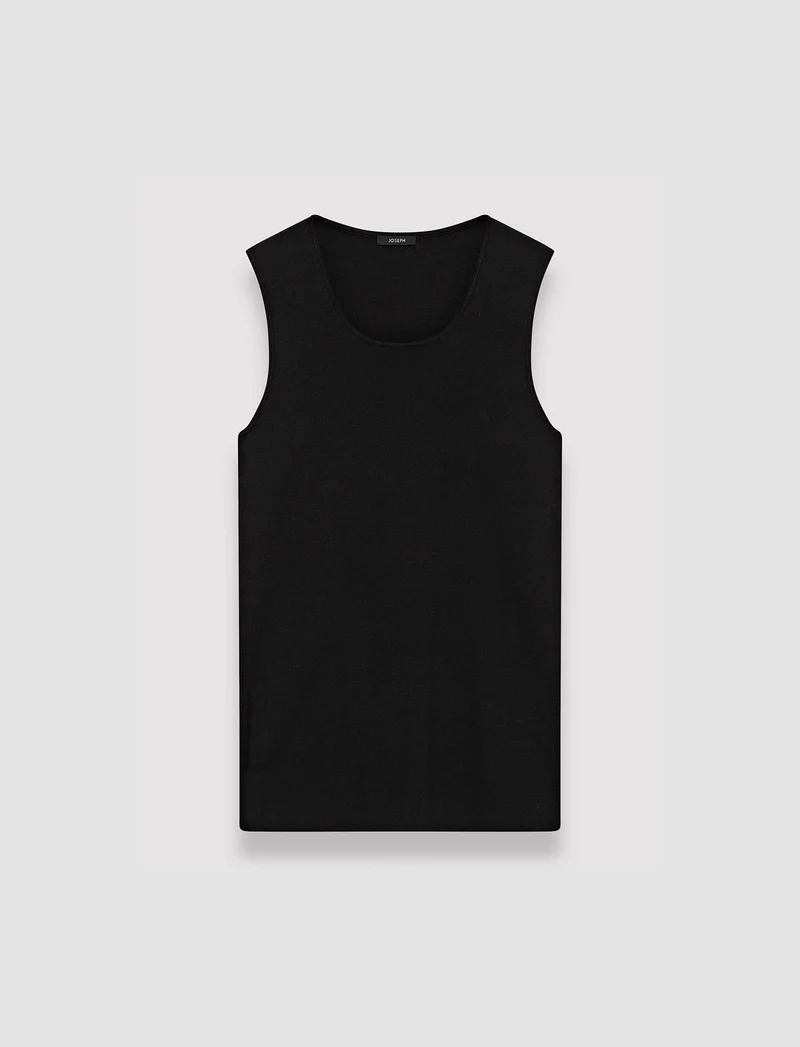 Silk Stretch Tank Top Black