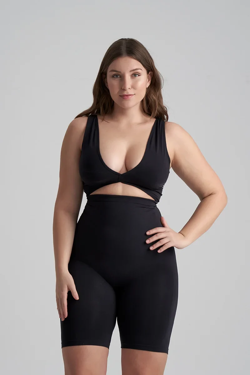 ByeBra – Nahtlose Shapewear (Starker Halt), weiche, hochtaillierte Shorts, schwarz