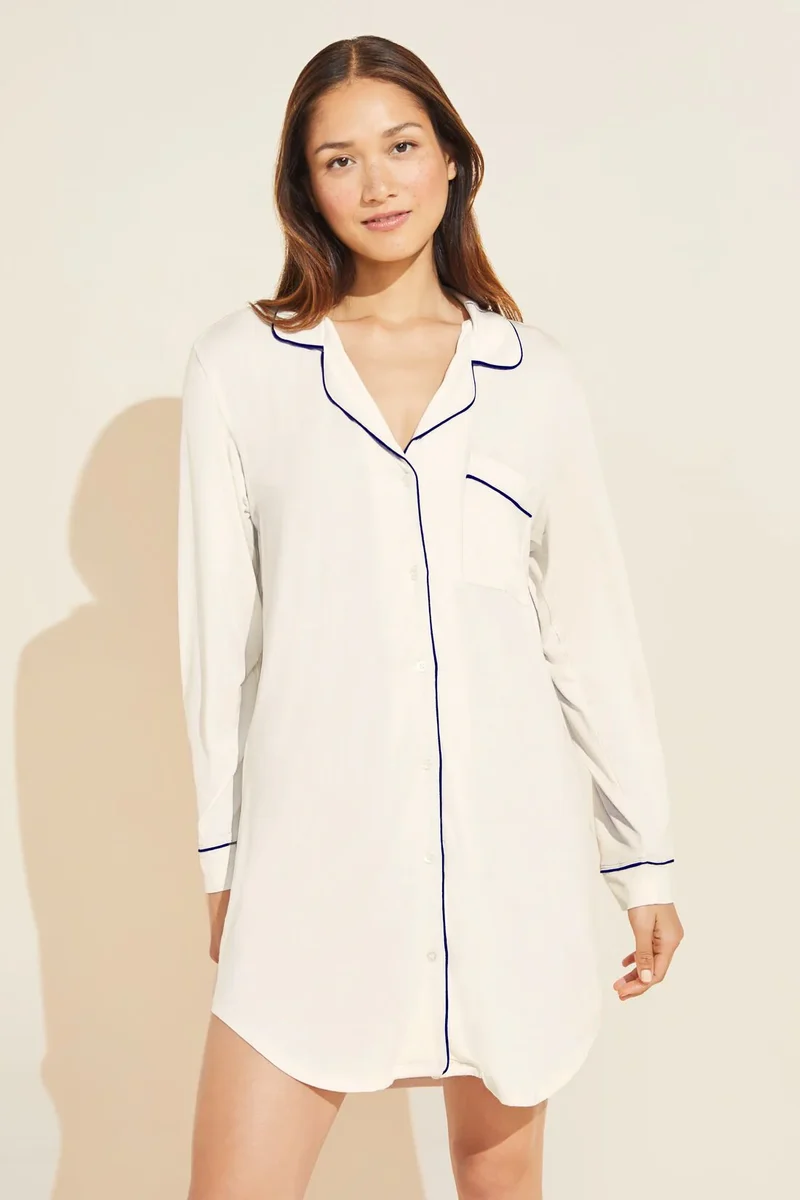 Gisele Sleepshirt Ivory/Navy