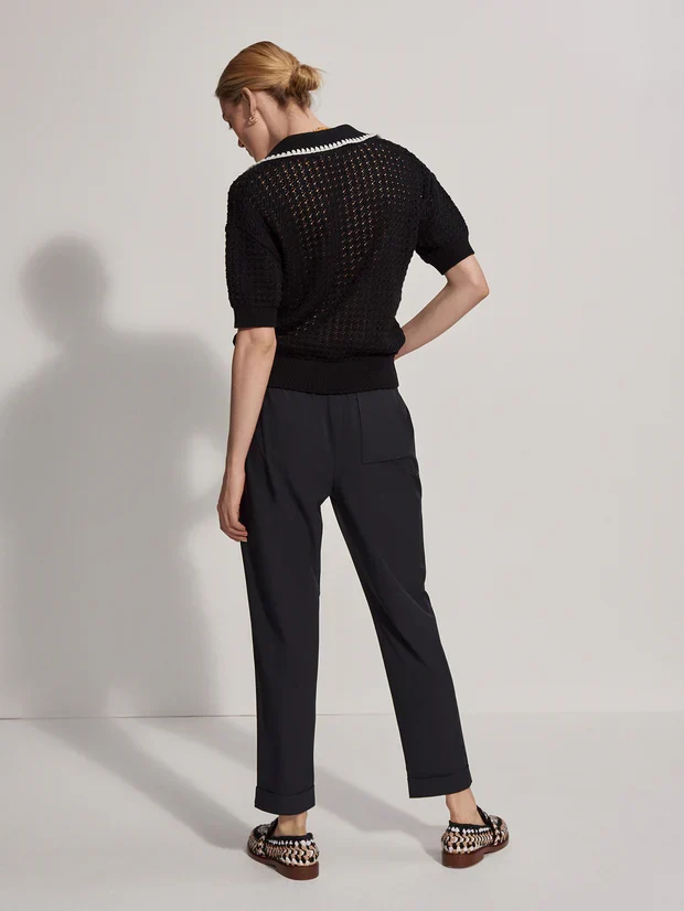 Monte V Neck Knit Polo Black