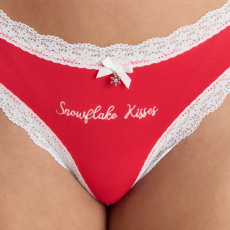 Snowflake Thongs (2-Pack) - Red/White