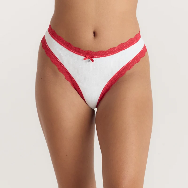Snowflake Thongs (2-Pack) - Red/White