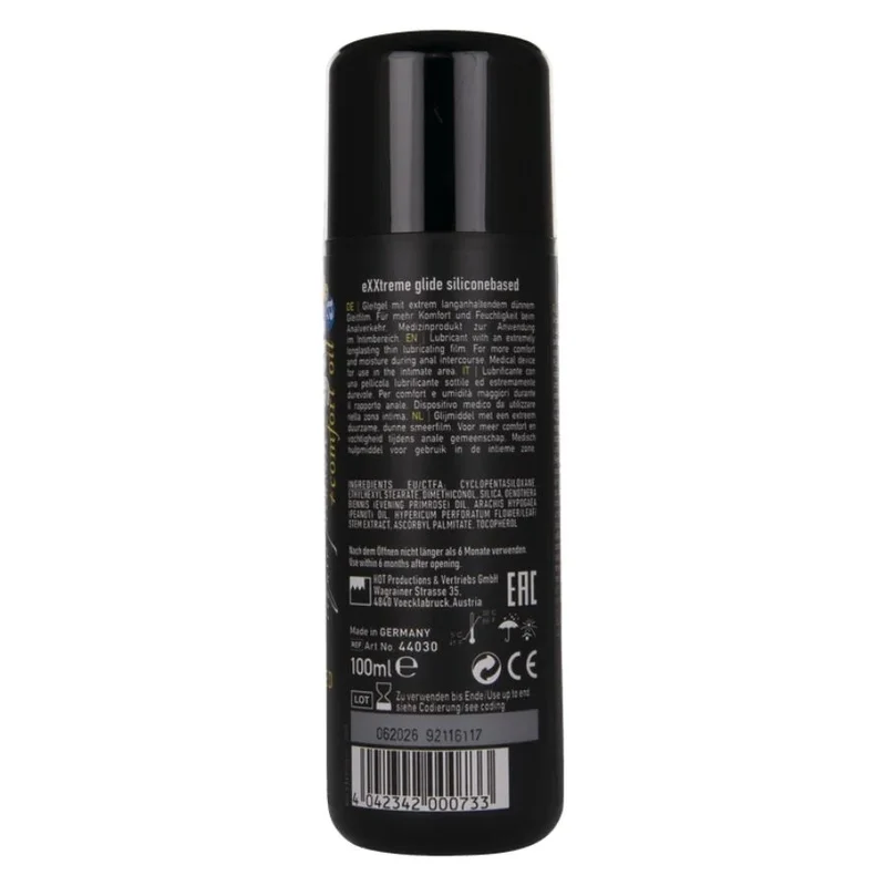 HOT – EXTRA GLEITENDES SILIKONBASIERTES GLEITMITTEL + KOMFORTÖL A+ 100 ML
