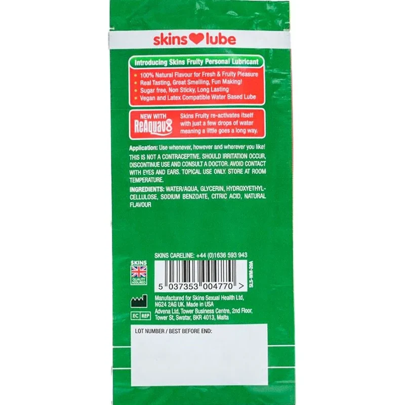 SKINS – FRUCHTIGES, WASSERBASIS-GLÄTTER WASSERMELONE, EINZELDOSIERUNG 5 ML