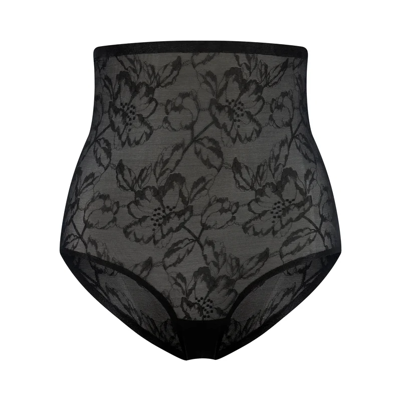 ByeBra – Shapewear mit Spitze, hochtaillierter Shapewear-Slip mit Spitze, Schwarz