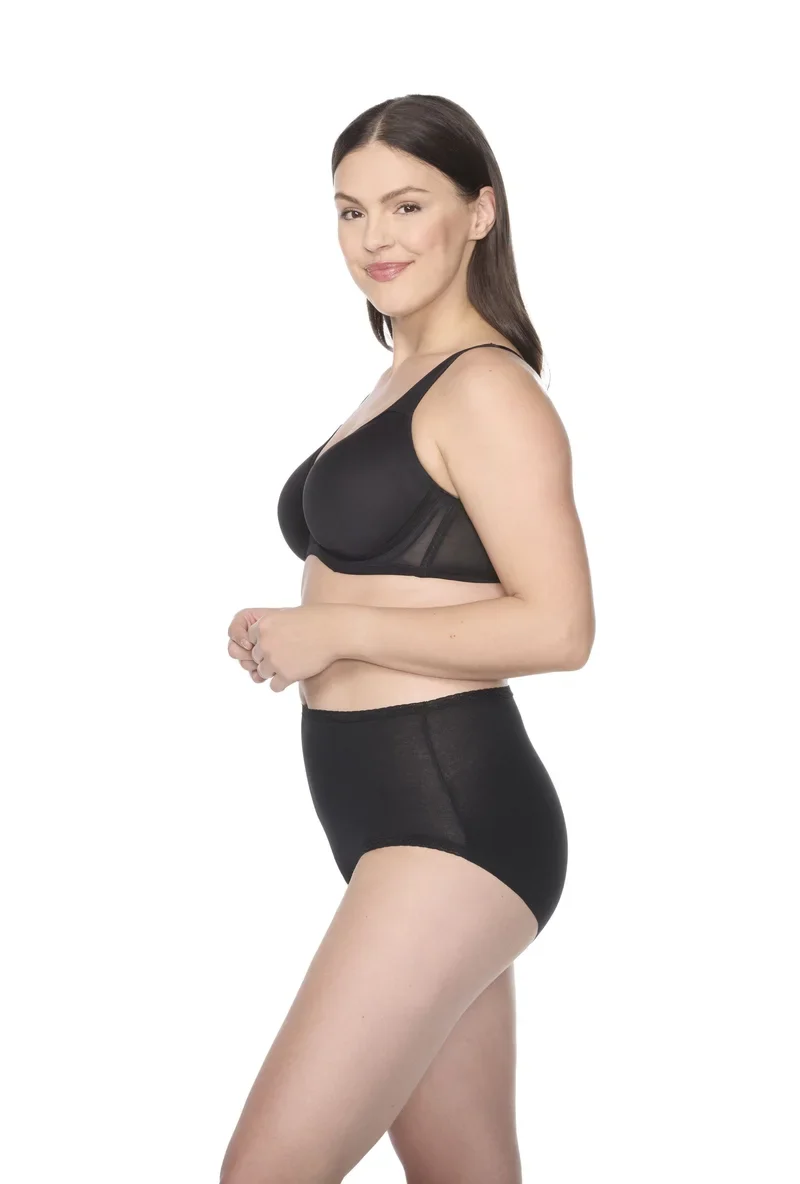 Naomi & Nicole Shapewear - Baumwolle mit Spitzenslip Schwarz
