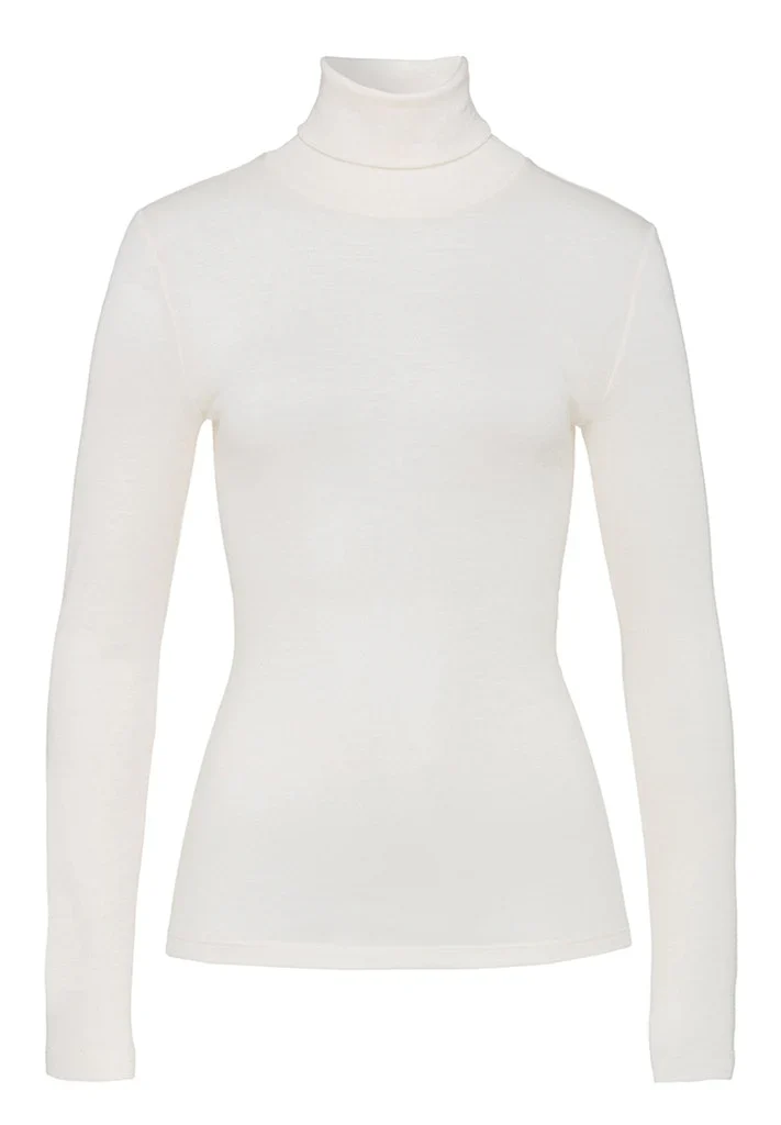 Woolen Silk Turtle Neck Long Sleeved Top Cygne