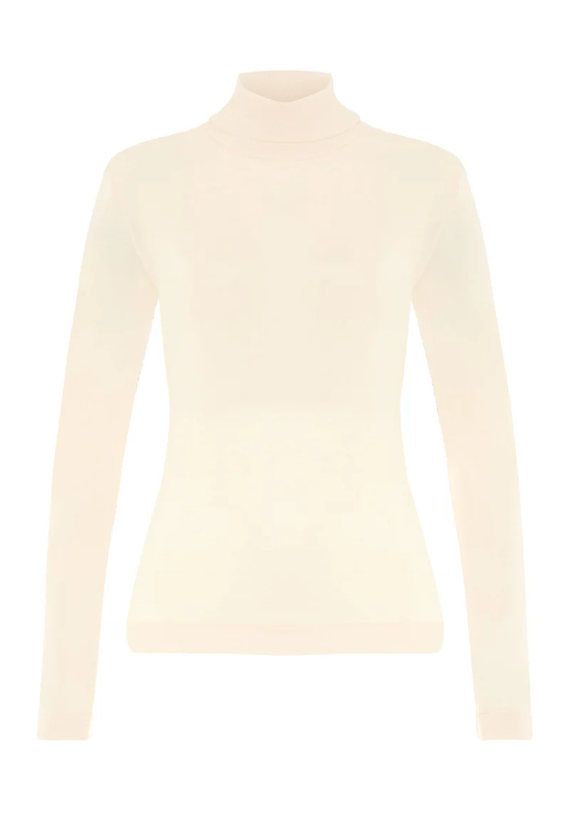 Silk/Cashmere Turtle-Neck Shirt | vanilla 071659-071203