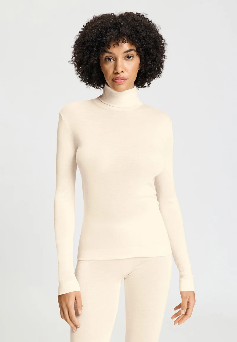 Silk/Cashmere Turtle-Neck Shirt | vanilla 071659-071203