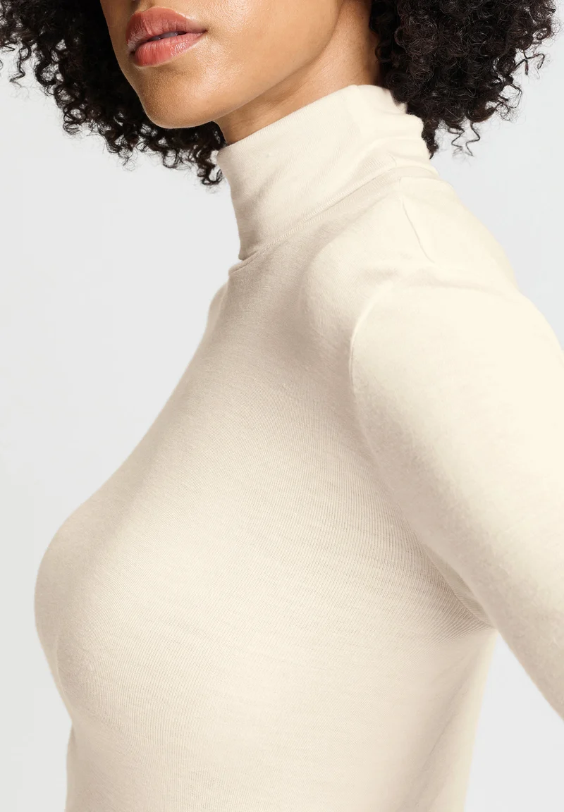 Silk/Cashmere Turtle-Neck Shirt | vanilla 071659-071203