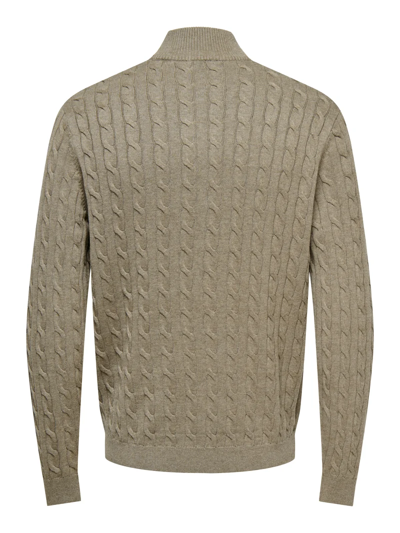 ONSLOUI REG 12 CABEL HALF ZIP KNIT NOOS