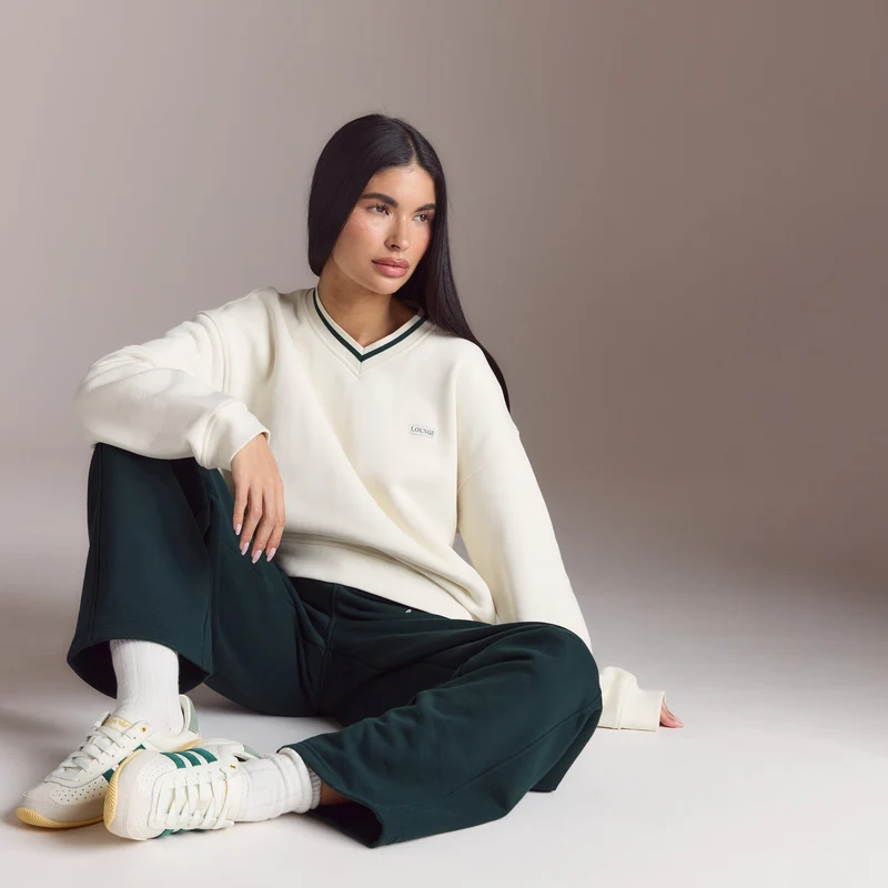 Lounge Living V-Neck Jumper - Cream