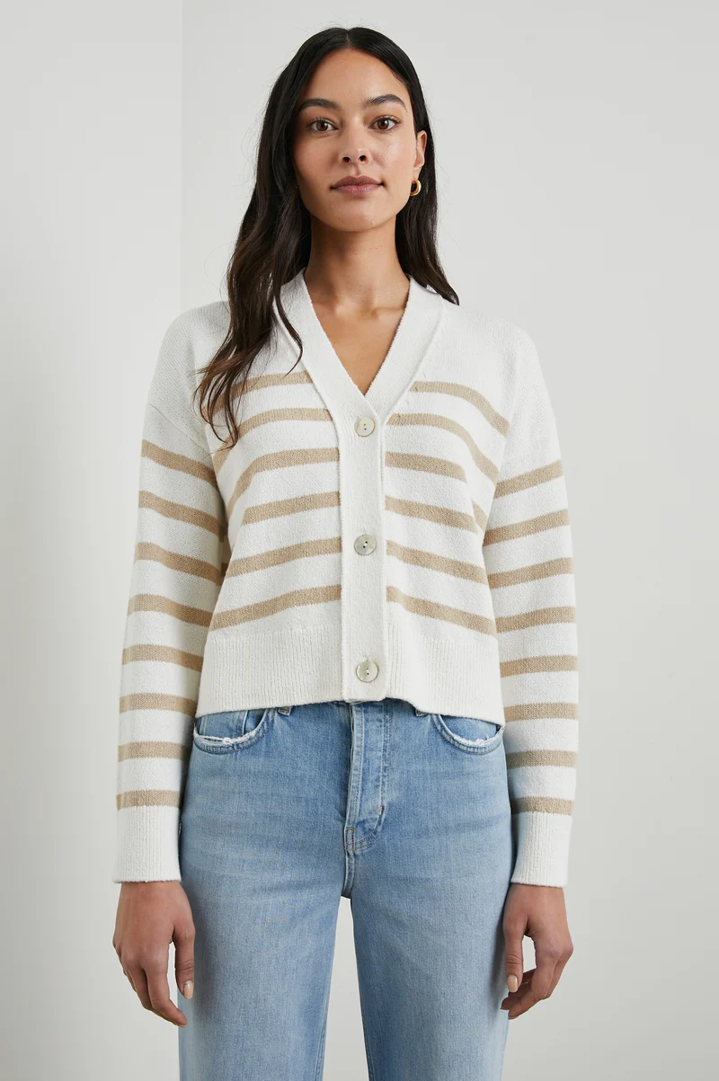 Geneva Sand Stripe Cardigan