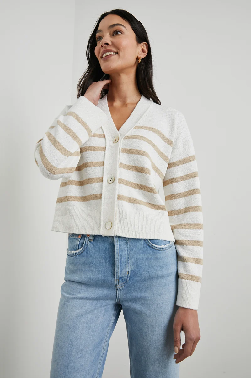 Geneva Sand Stripe Cardigan