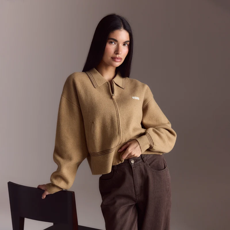 Knitted Jacket - Tan