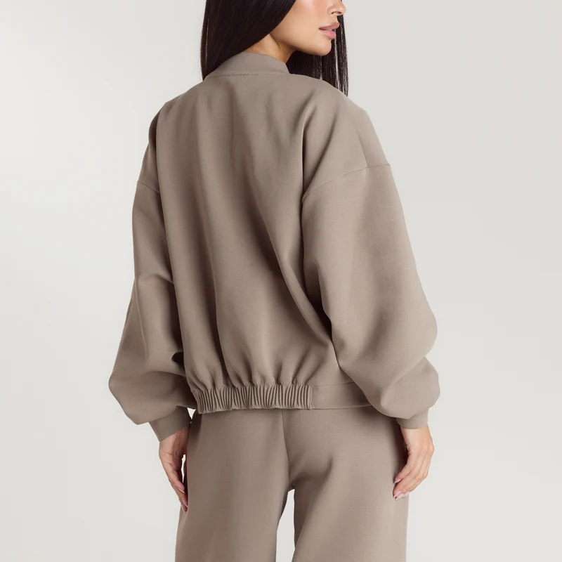Neoprene Bomber Jacket - Taupe