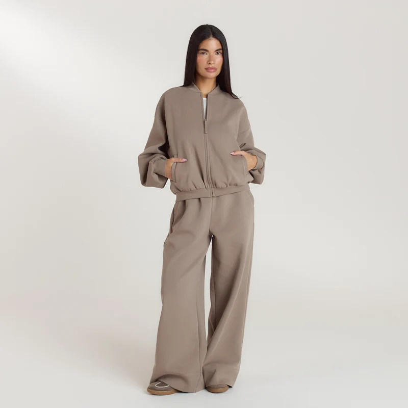 Neoprene Bomber Jacket - Taupe