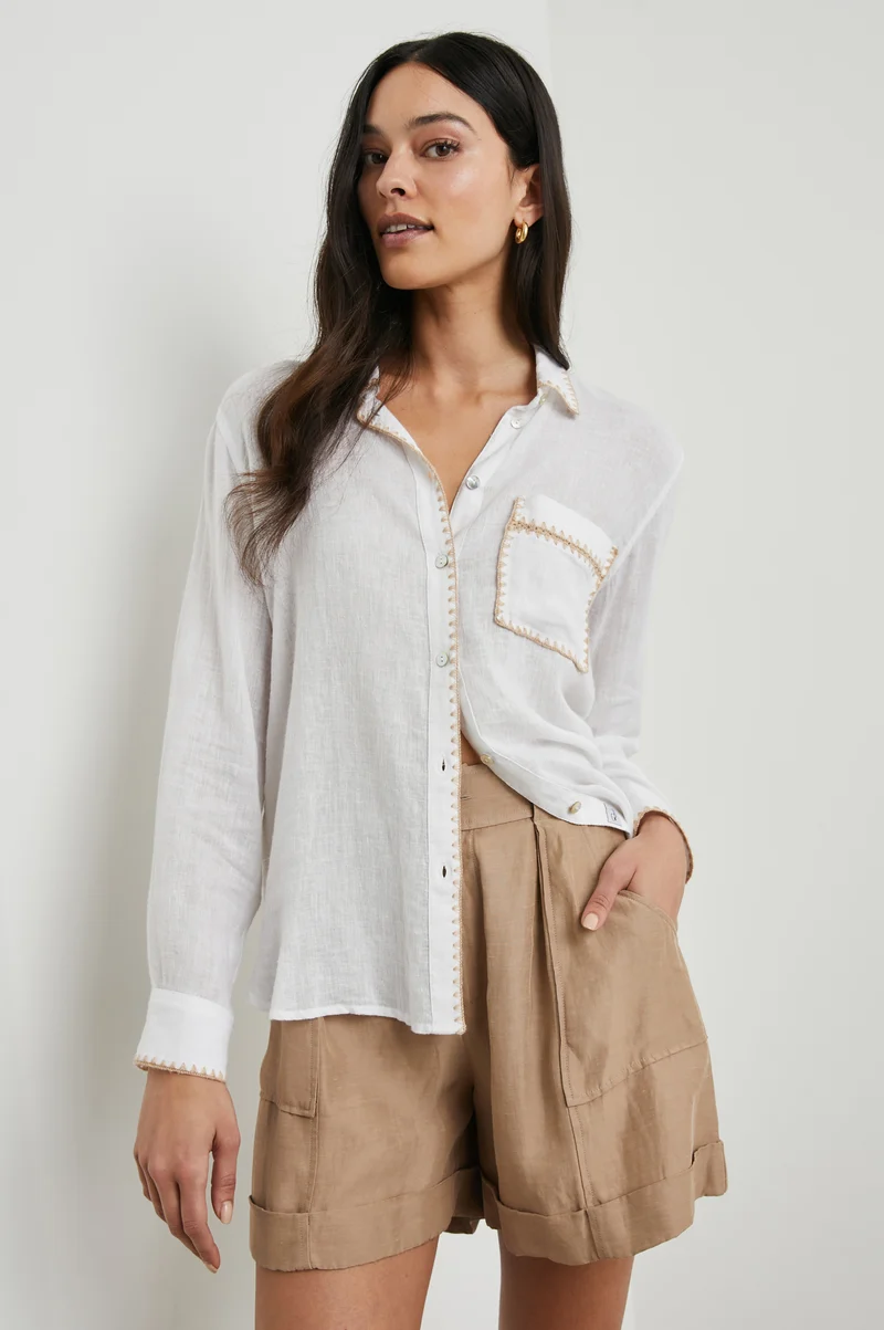 Charli White Blanket Stitch